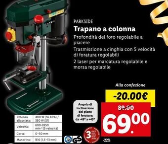 Lidl Trapano a colonna offerta