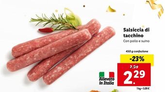 Lidl Salsiccia di tacchino offerta