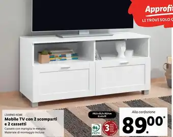 Lidl Mobile tv con 2 scomparti e 2 cassetti offerta
