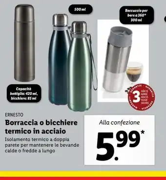Lidl Borraccia o bicchiere termico in acciaio offerta
