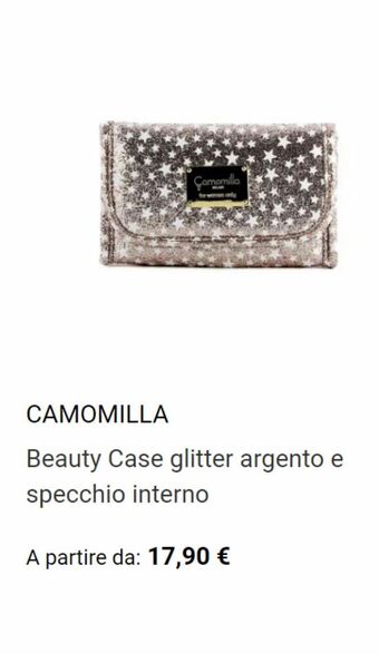 Beauty case glitter argento e specchio interno