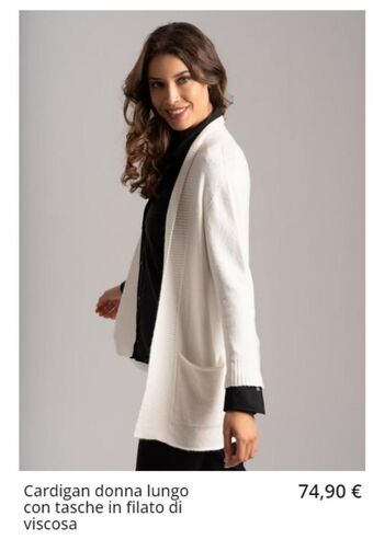 Cardigan donna lungo con tasche in filato di viscosa