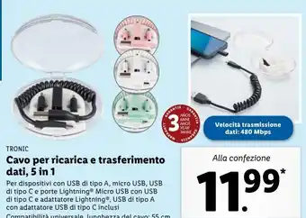 Lidl Cavo per ricarica e trasferimento dati 5in1 offerta