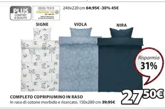 JYSK Completo Copripiumino In Raso 150 x 200 cm offerta