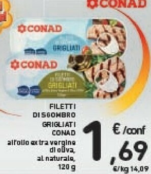 Conad Conad - FIletti Di Sgombro Grigliati All'Olio Extravergine Di Oliva 10% 120 G(ml) offerta