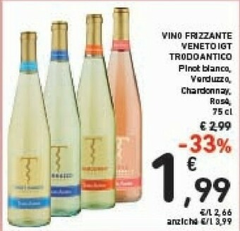 Conad Trodoantico Vino Frizzante Veneto Igt Pinot Bianco/ Verduzzo/ Chardonnay/ Rose 75 Cl offerta