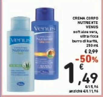 Conad Venus Crema Corpo Nutriente Soft Aloe Vera 250 Ml offerta