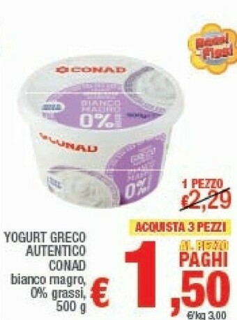 Conad Conad Yogurt Grecco Autentico Bianco Magro offerta