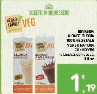 Conad Conad Bevanda A Base Di Soia 100% Vegetale Verso Natura Veg Classica offerta
