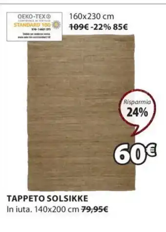 JYSK Tappeto Solsikke in luta. 140x200cm offerta