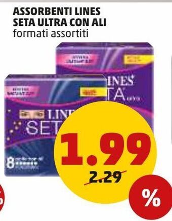 PENNY Assorbenti lines seta ultra con ali formati assortiti offerta