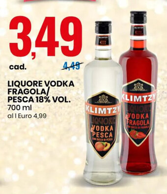 Eurospin Liquore Vodka Fragola/Pesca 18% Vol. 700 ml, offerta
