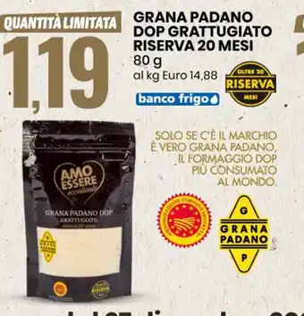 Eurospin Grana Padano DOP Grattugiato Riserva 20 Mesi 80 g offerta