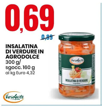 Eurospin Insalatina Di Verdure In Agrodolce 300 g/ sgocc. 160 g offerta
