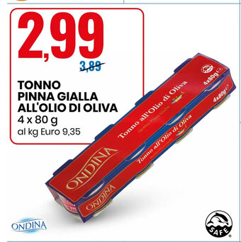 Eurospin Tonno Pinna Gialla All'Olio Di Oliva 4 x 80 g offerta