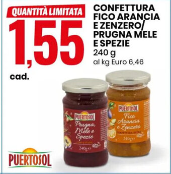 Eurospin Confettura Fico Arancia E Zenzero/ Prugna Mele E Spezie 240 g offerta