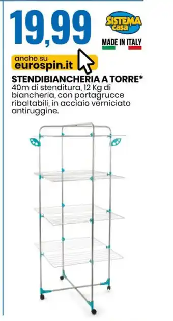 Eurospin Stendibiancheria A Torre 40m di stenditura, 12 kg offerta
