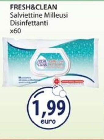 Acqua & Sapone Fresh & Clean Salviettine Milleusi Disinfettanti x60 offerta