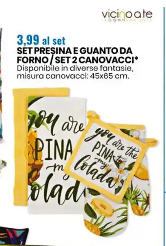 Set Presina E Guanto Da Forno/ Set 2 Canovacci 45 x 65 cm.