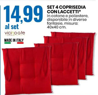 Set 4 Coprisedia Con Laccetti 40x40 cm.