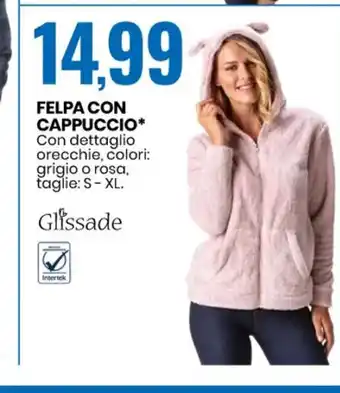 Eurospin Felpa Con Cappuccio Con dettaglio arecchie, colori: grigio o rosa, taglie: S-XL offerta