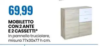 Eurospin Mobiletto Con 2 Ante E 2 Cassetti misura 77x30x77 h cm. offerta