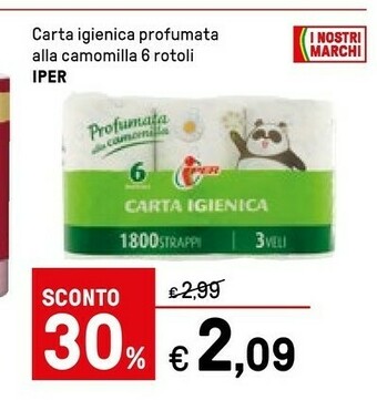 Iper La Grande Carta Igienica Profumata Alla Camomilla 6 Rotoli offerta