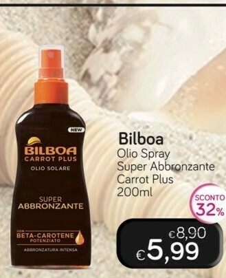 Bilboa Olio Spray Super Abbronzante Carrot Plus 200 Ml