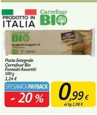 Pasta integrale carrefour bio formati assorti 500 g
