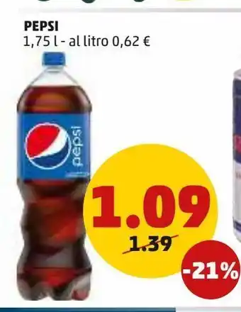 PENNY Pepsi 1,75 i- al litro 0,62 € offerta
