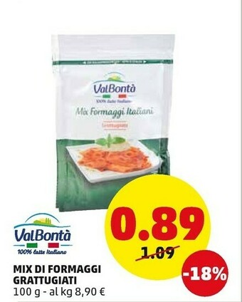 PENNY ValBontà - Mix Di Formaggi Italiani Grattugiato 100 G(ml) offerta