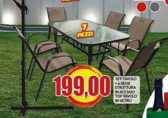 Risparmio Casa Set Tavolo + 6 Sedie Struttura In Acciaio Top Tavolo In Vetro offerta