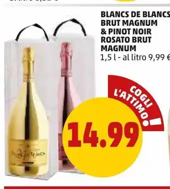 PENNY Blancs de blancs brut magnum & pinot noir rosato brut magnum 1,5 l- al litro 9,99 € offerta
