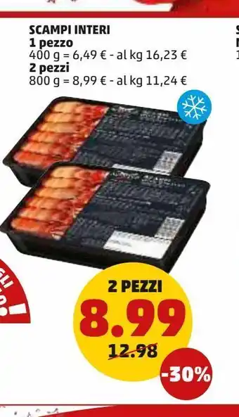 PENNY Scampi interi 2 pezzi offerta