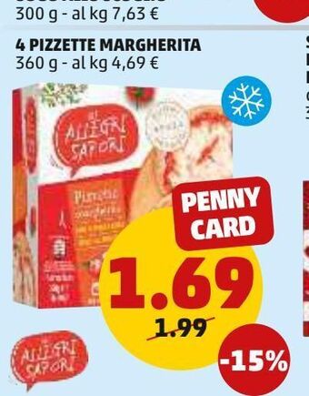 PENNY 4 pizzette margherita 360 g offerta