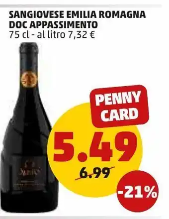 PENNY Sangiovese emilia di romagna doc appassimento 75 cl offerta