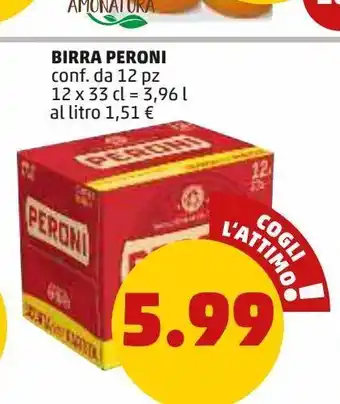 PENNY Birra peroni conf da 12 pz 12x33 cl = 3.96 l offerta