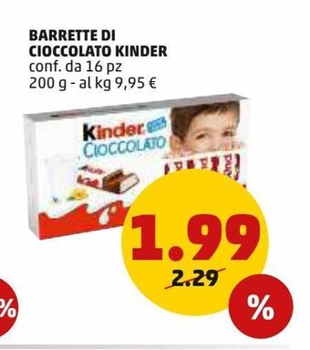 PENNY Barrette di cioccolato kinder conf da 16 pz 200 g offerta