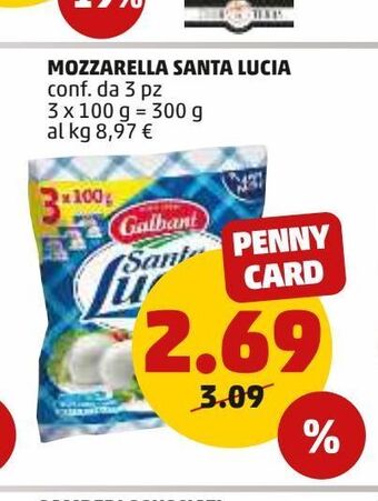 PENNY Mozzarella santa lucia conf da 3 pz 3 x 100 g = 300 g offerta