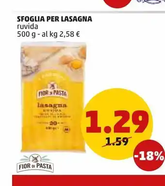 PENNY Pasta sfoglia per lasagna ruvida 500 g offerta