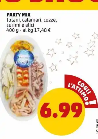 PENNY Party mix totani , calamari , cozze surimi e alici 400g offerta