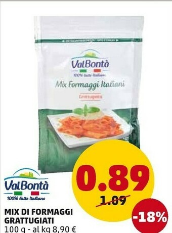 PENNY ValBontà - Mix Di Formaggi Italiani Grattugiato 100 G(ml) offerta