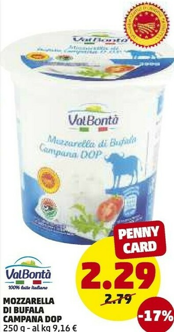 PENNY Valbontà Mozzarella Di Bufala Campana DOP 250 G(ml) offerta