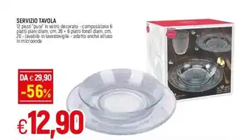 Famila Servizio Tavola 12 pezzi pure in vetro decorato - composizione 6 piatti piani diam. 26 cm. offerta