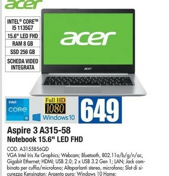 Wellcome Acer acer aspire offerta