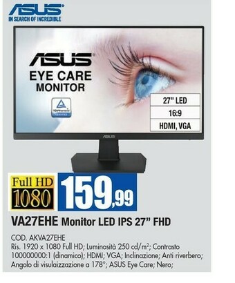 Wellcome Asus Monitor tv offerta