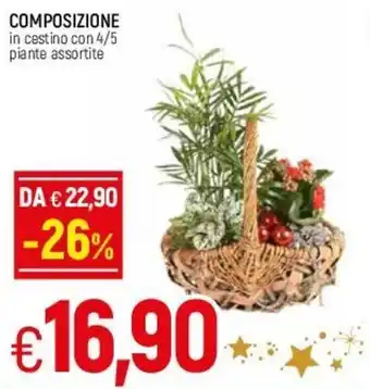 Famila Composizione In Cestino Con 4/5 Piante Assortite offerta