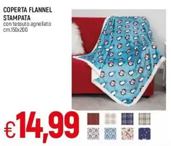 Famila Coperta Flannel Stampata Con Tessuto Agnellato cm 150 x 200 offerta