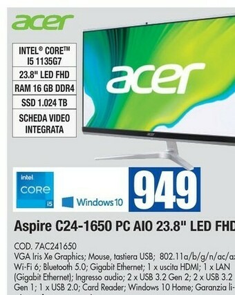 Wellcome Acer acer aspire offerta