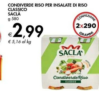 Bennet Saclà Condiverde Riso Per Insalate Di Riso 580 G(ml) offerta